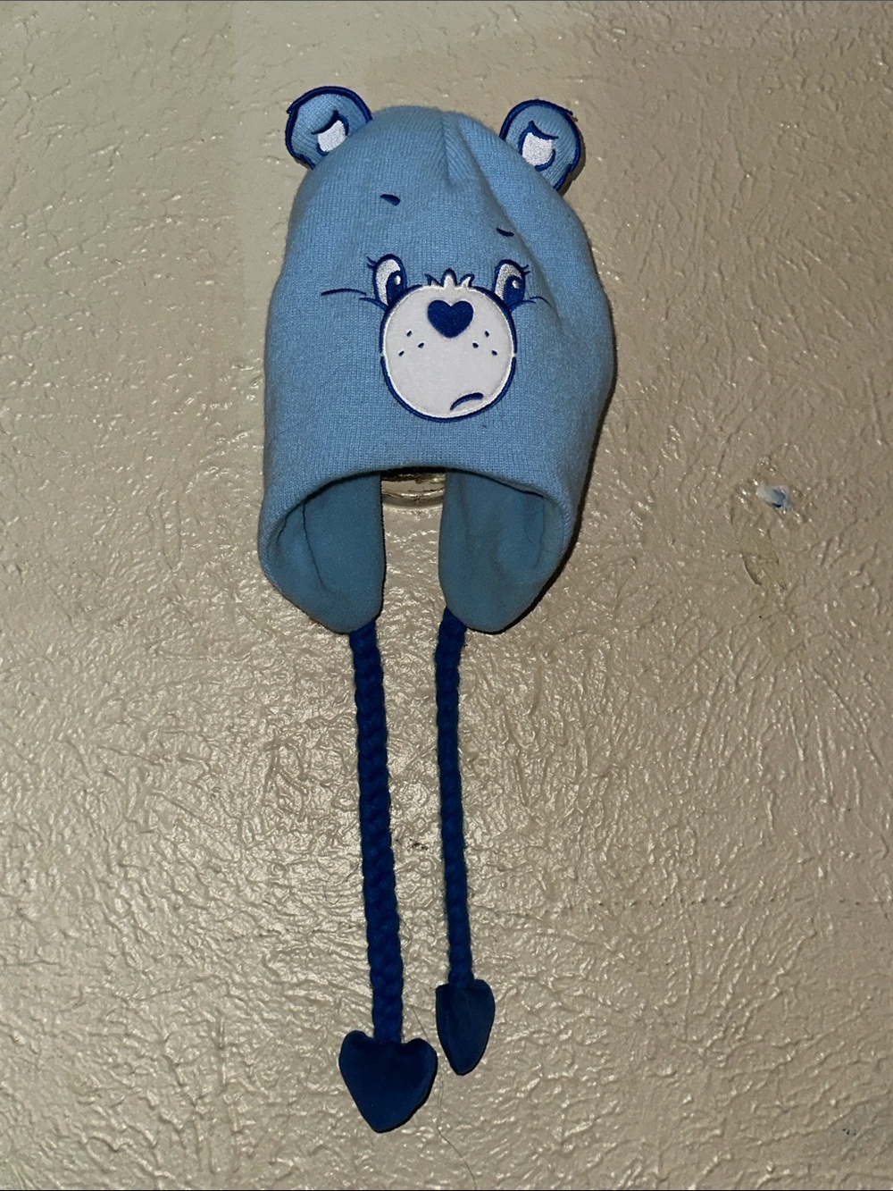 Care Bears Blue Grumpy Bear Ear Flap Knit Hat with Heart Accents